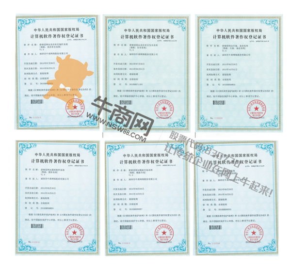 牛商網(wǎng)獲得的新的6項(xiàng)國(guó)家軟件著作權(quán)